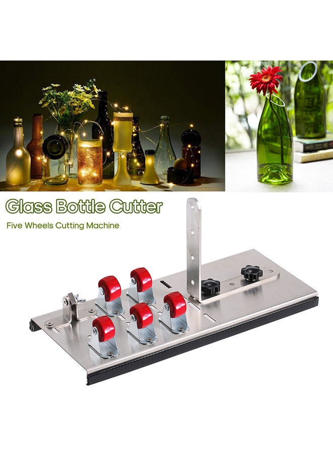 Stainless Steel Glass Bottle Cutter DIY Tool Wine Beer Bottles Cutting with Five Wheels Machine Silver 30.0x16.0x5.0cm