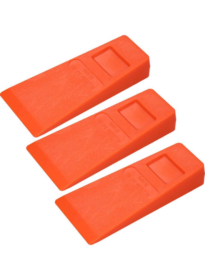 3-Piece Plastic Felling Wedge Wood Cutting Tool Set Orange 22.1 x 7.5cm