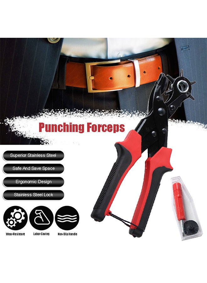 Portable Round Hole Punching Forceps Red/Black 30x2x11centimeter