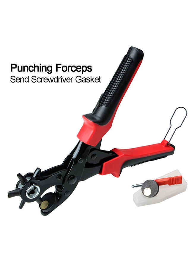 Portable Round Hole Punching Forceps Red/Black 30x2x11centimeter