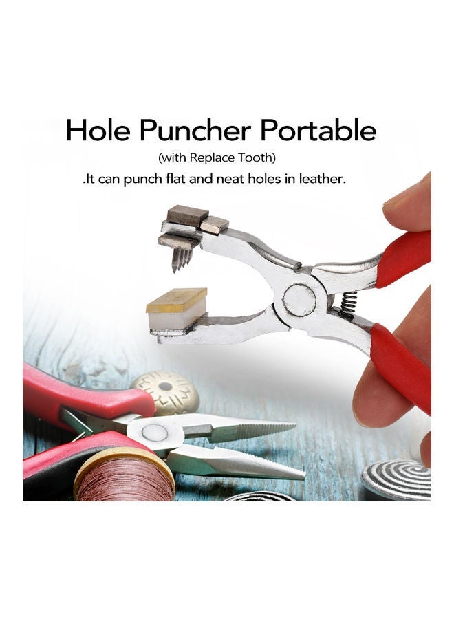 3-Piece Hole Puncher Set Red/Silver