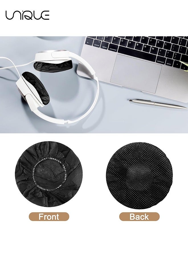 100 Pieces Disposable Headphone Covers Non-Woven Sanitary Headphone Ear Covers Black Fabric Headset Covers Ear Pad Covers for Headphones Dust-Proof Sanitary Headset Ear Pads 10-13cm - Black