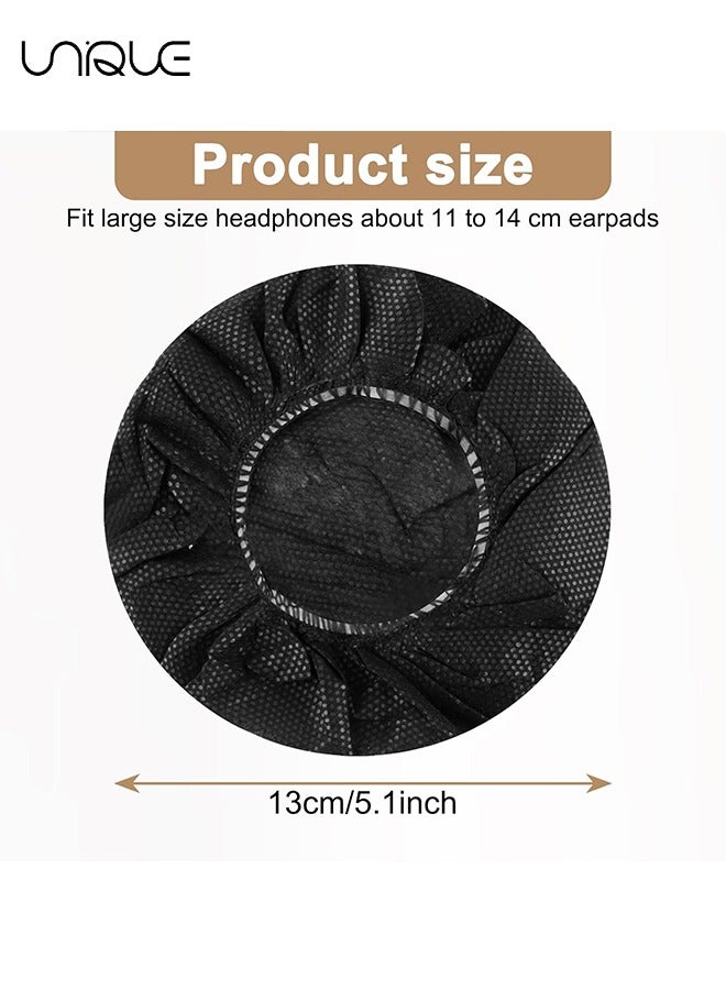 100 Pieces Disposable Headphone Covers Non-Woven Sanitary Headphone Ear Covers Black Fabric Headset Covers Ear Pad Covers for Headphones Dust-Proof Sanitary Headset Ear Pads 10-13cm - Black