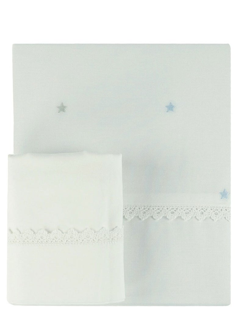 Bumble & Bird - Embroidered Duvet Cover & Pillowcase For Cot - Blue