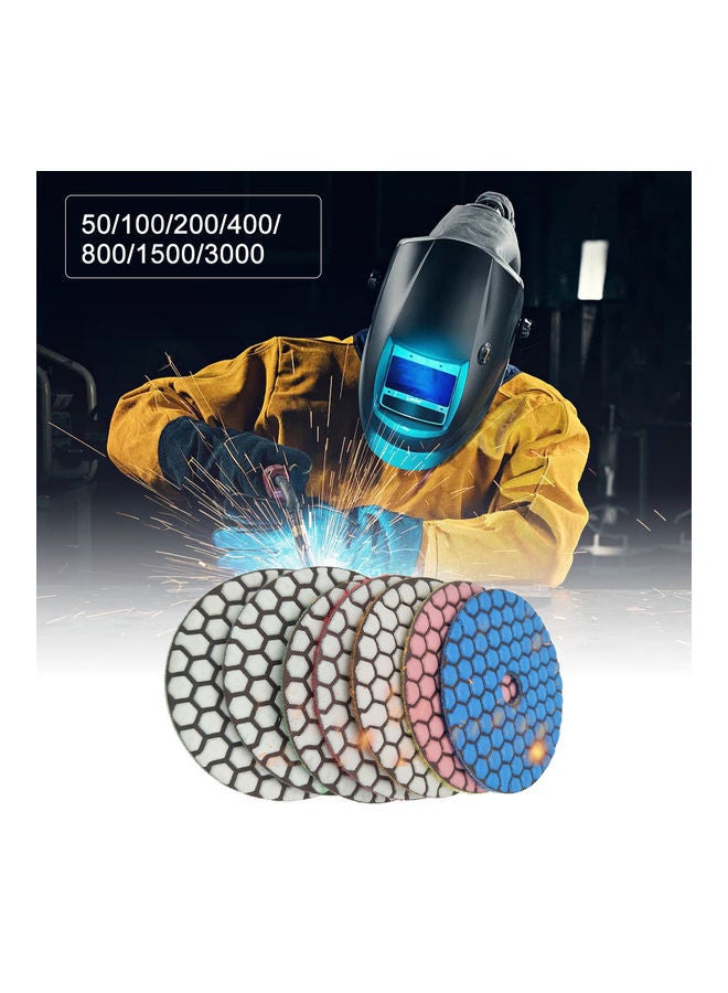7-Piece Wet Dry Diamond Polishing Pads Set Multicolour 10.00 X 2.00 10.00cm