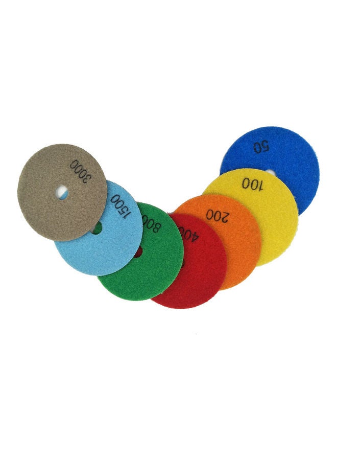 7-Piece Wet Dry Diamond Polishing Pads Set Multicolour 10.00 X 2.00 10.00cm