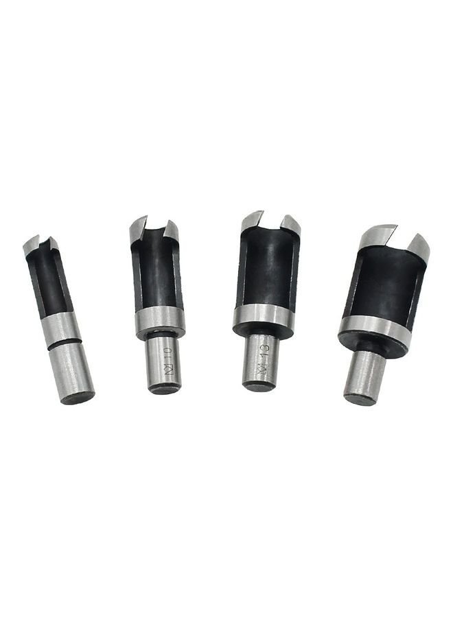 4-Piece Carbon Steel Plug Drill Bits Silver/Black