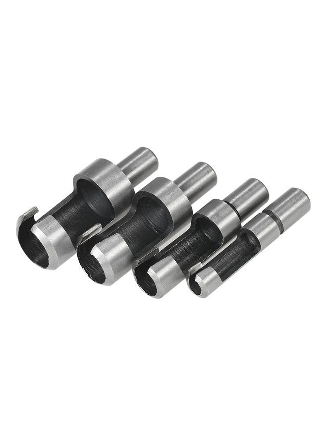 4-Piece Carbon Steel Plug Drill Bits Silver/Black