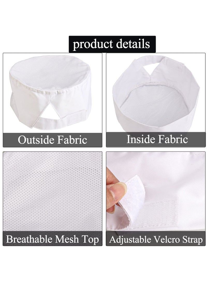 4 Pcs Unisex Adjustable Chef Hats with Breathable Mesh Top for Kitchen Cooking, White Color, Suitable for Home & Professional Use