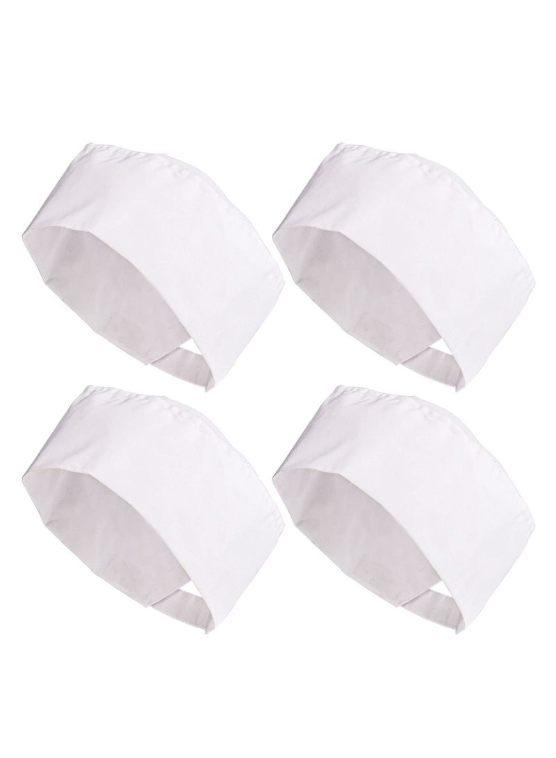 4 Pcs Unisex Adjustable Chef Hats with Breathable Mesh Top for Kitchen Cooking, White Color, Suitable for Home & Professional Use