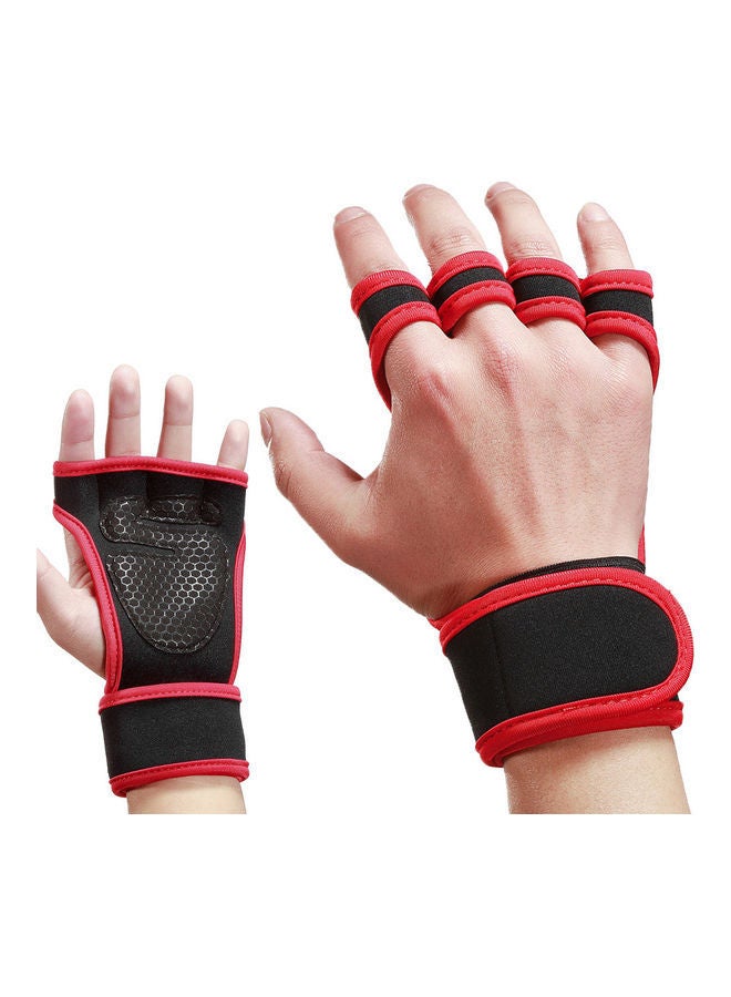 Pair Of Integrated Wrist Wraps Weight Lifting Gloves XL