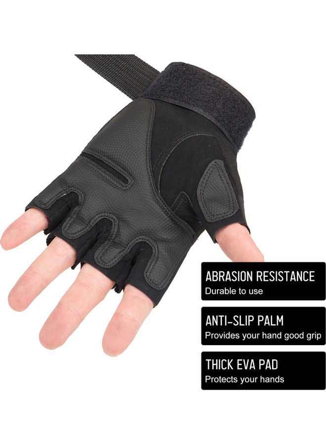 Fingerless Gloves With Hard Knuckle Anti-Slip Adjustable Half Finger Sports 17x3x15cm