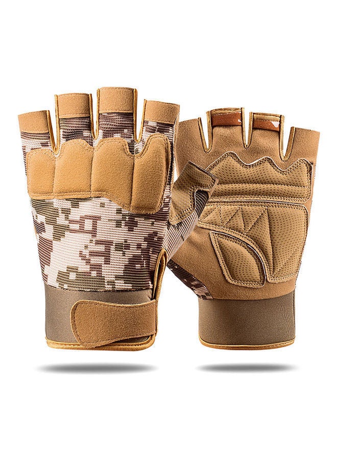 Pair Of Adjustable Anti-Slip Half Finger Gloves M