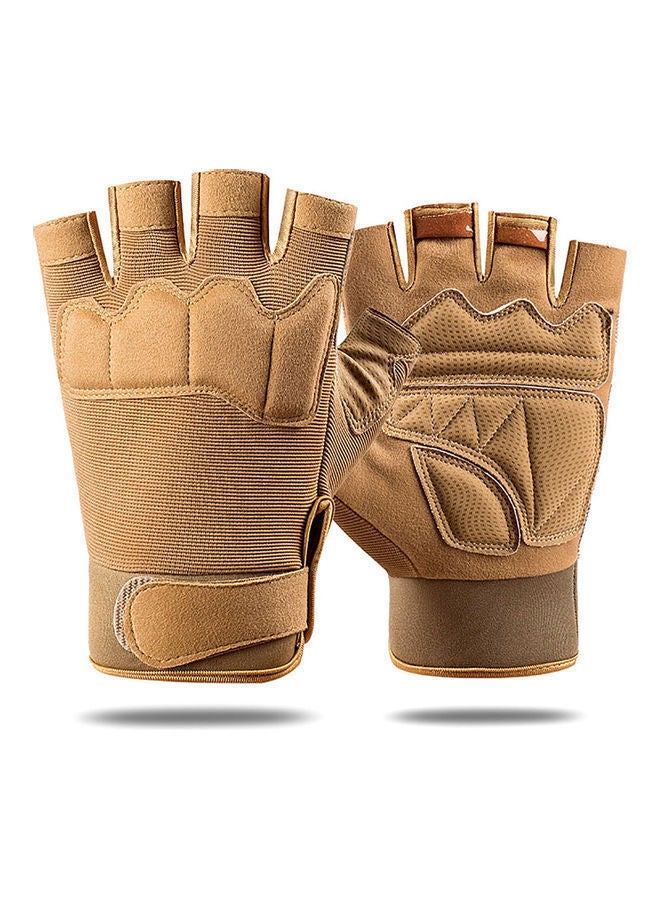 Pair Of Adjustable Anti-Slip Half Finger Gloves M