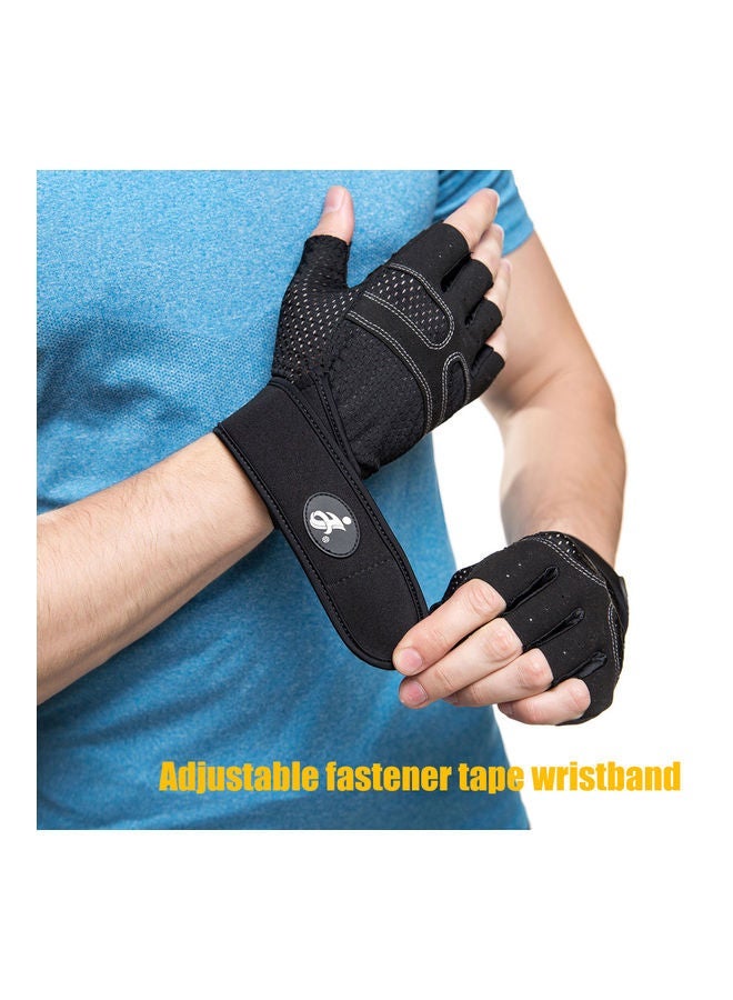 Pair Of Half Finger Weightlifting Gloves With Wrist Wraps XL