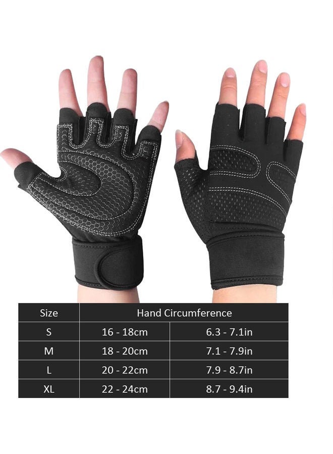 Pair Of Half Finger Weightlifting Gloves With Wrist Wraps XL