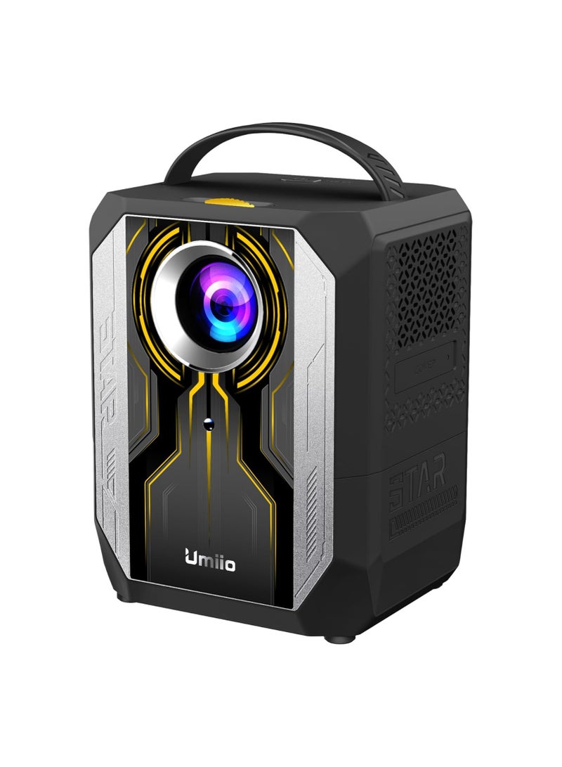 Portable Smart Home Theater 4K Projector Wi-Fi Bluetooth Android Mobile Screen LED TV Game Projector Manual Focus HDMI/USB/AV/Remote Control with Angle Stand BLACK