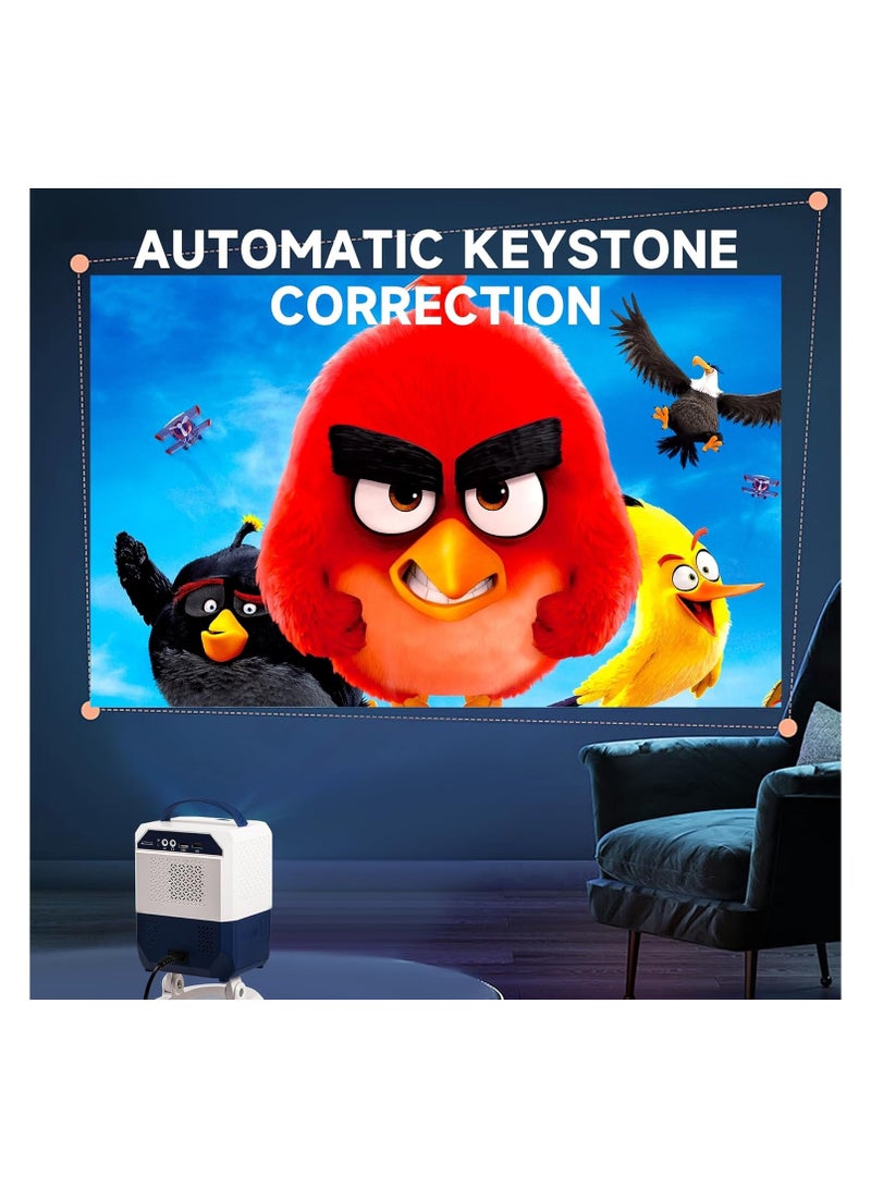 Portable Smart Home Theater 4K Projector Wi-Fi Bluetooth Android Mobile Screen LED TV Game Projector Manual Focus HDMI/USB/AV/Remote Control with Angle Stand BLACK