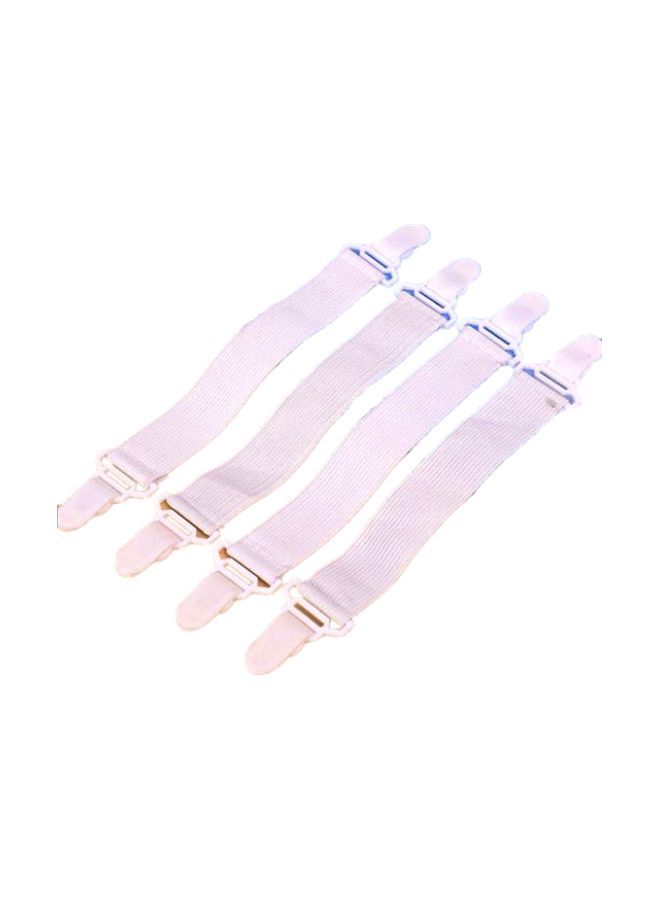 4-Piece Adjustable Bed Sheet Clips Cover Grippers Nylon White