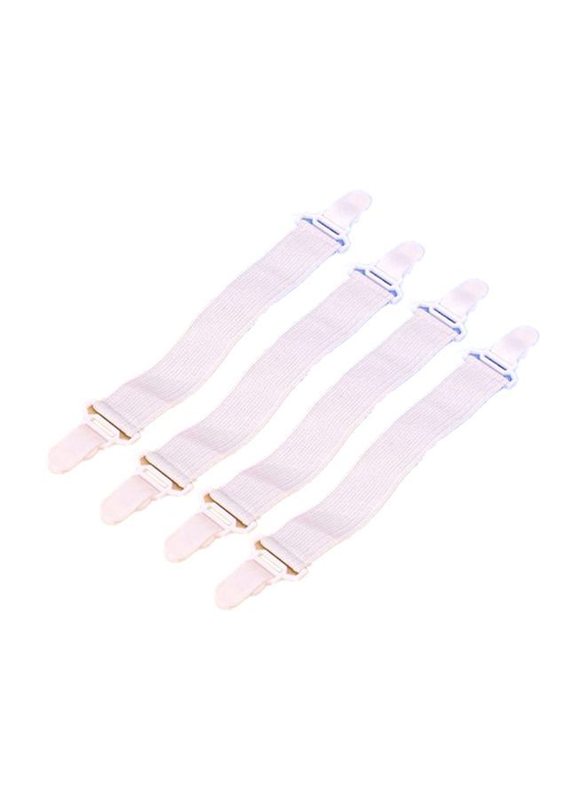 4-Piece Adjustable Bed Sheet Straps Nylon White