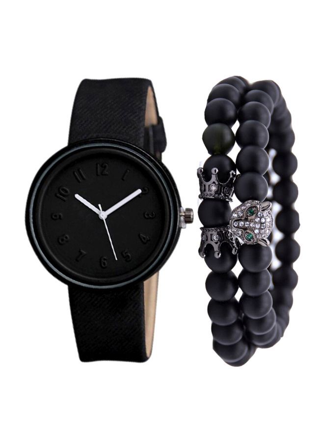 men Analog Quartz Watch With Beaded Bracelet NNSB03702002