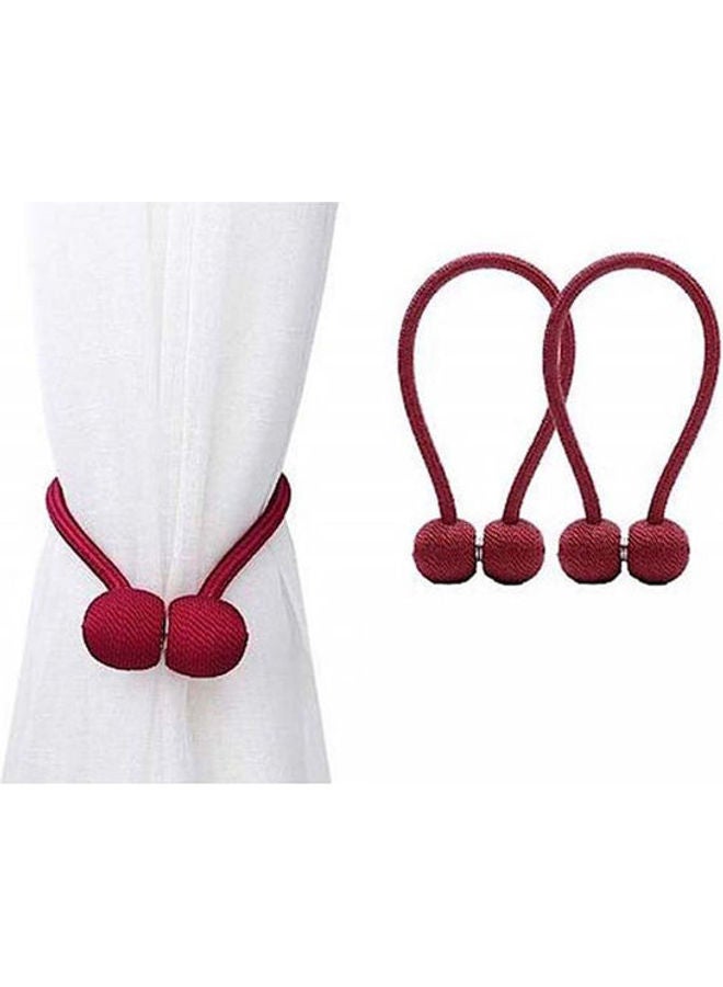 2-Piece Solid Design Magnetic Curtain Holder Red 45cm