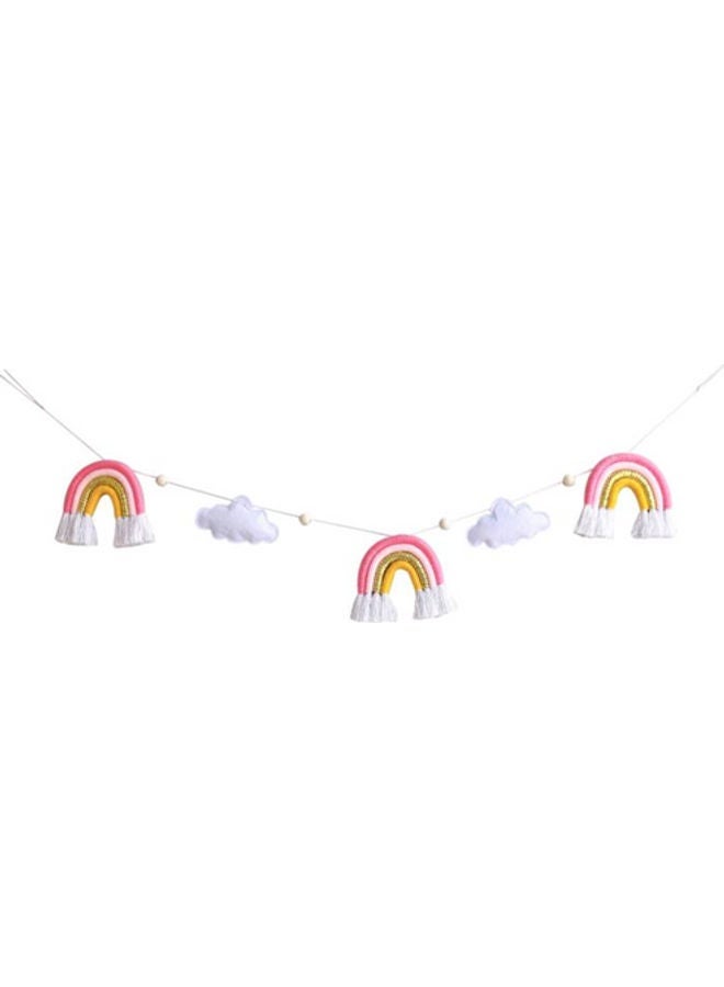 2-Piece Children's Room Cloud Shape Bead String Ornaments Yellow/White/Pink 1.3meter