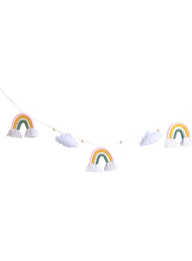 2-Piece Children's Room Cloud Shape Bead String Ornament Yellow/White/Green 1.3meter