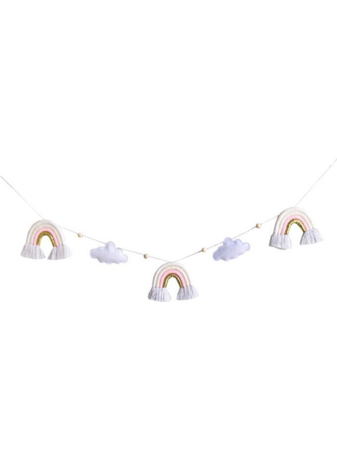 2-Piece Children's Room Cloud Shape Bead String Ornaments Pink/White 1.3meter