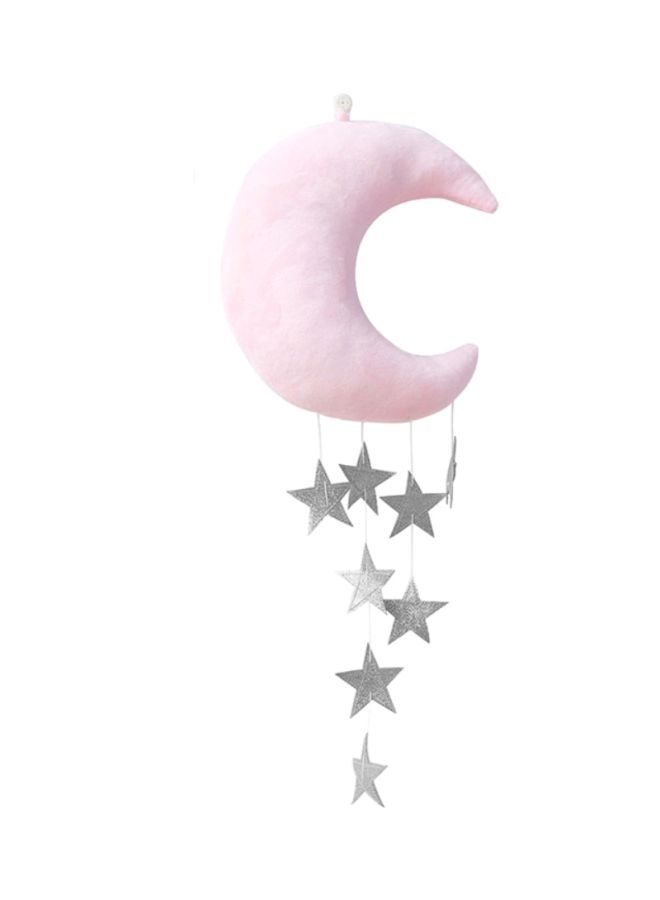 Hanging Moon Stars Stuffed Wall Backdrop Pink/Silver