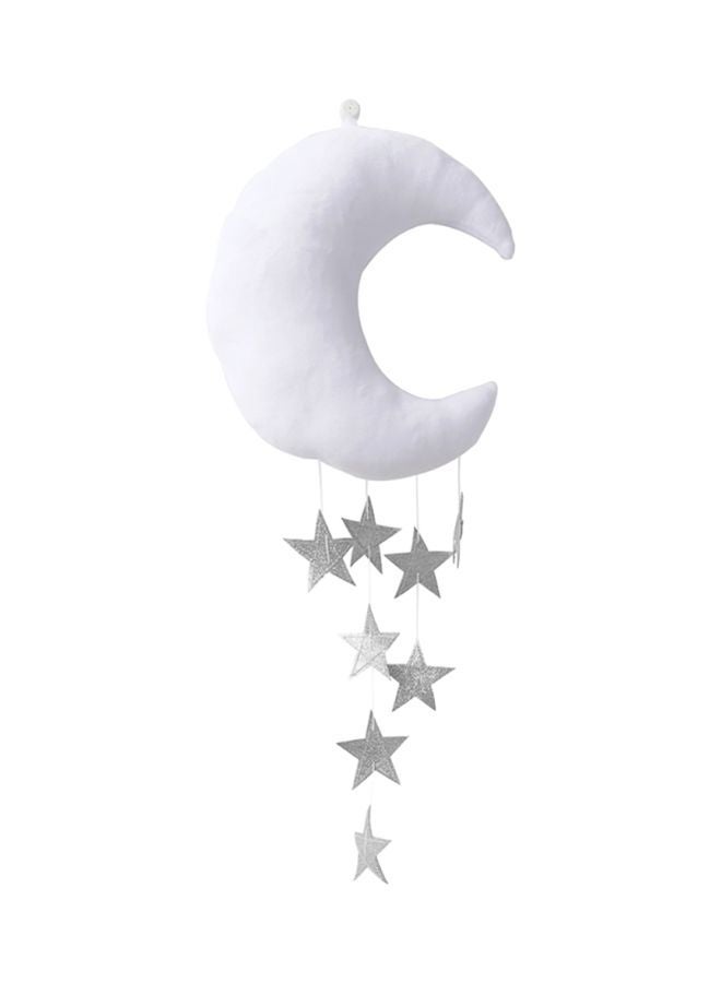 Hanging Moon Stars Stuffed Wall Backdrop White/Silver