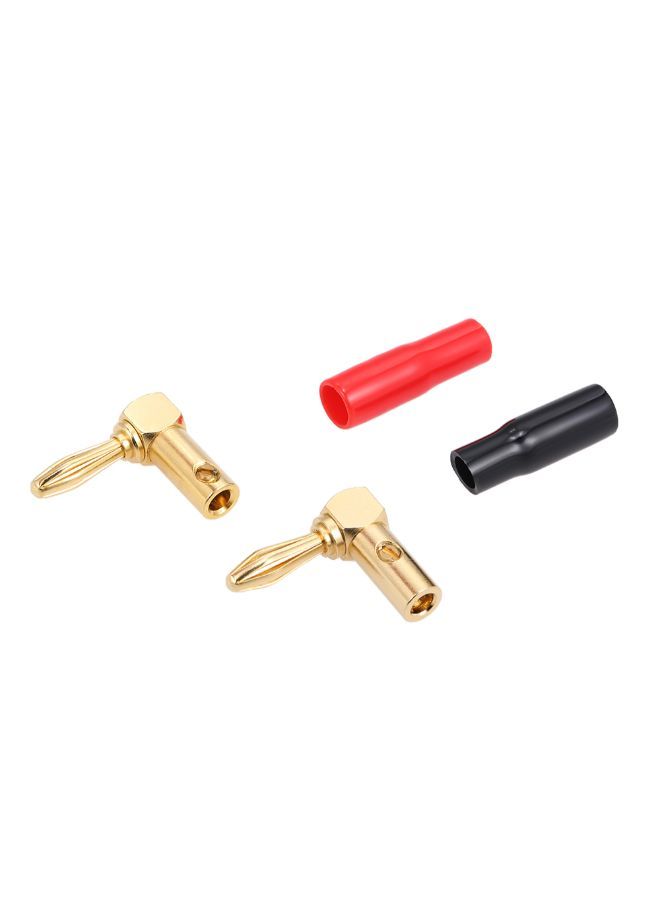 24 K Plated Banana Cable Screw Plug Connector Black/Red