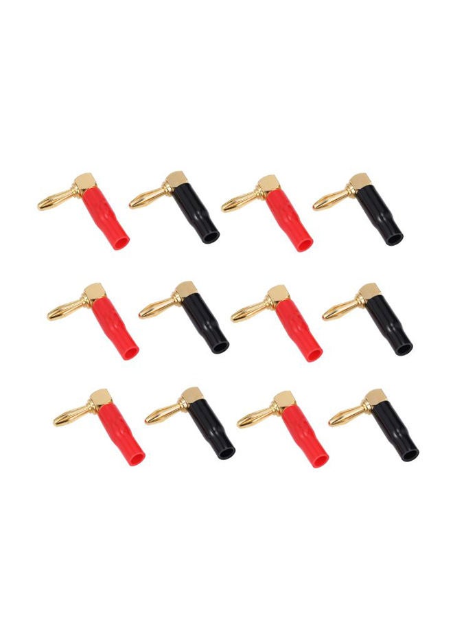 24 K Plated Banana Cable Screw Plug Connector Black/Red