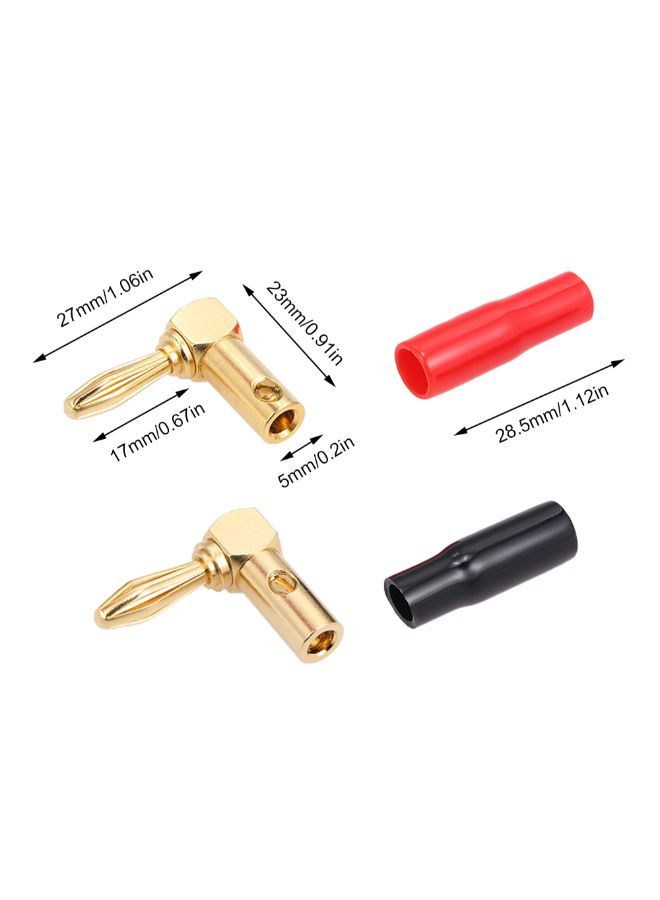 24 K Plated Banana Cable Screw Plug Connector Black/Red