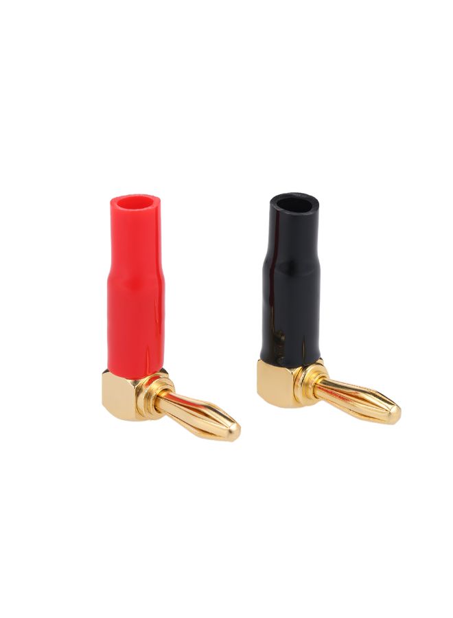 24 K Plated Banana Cable Screw Plug Connector Black/Red