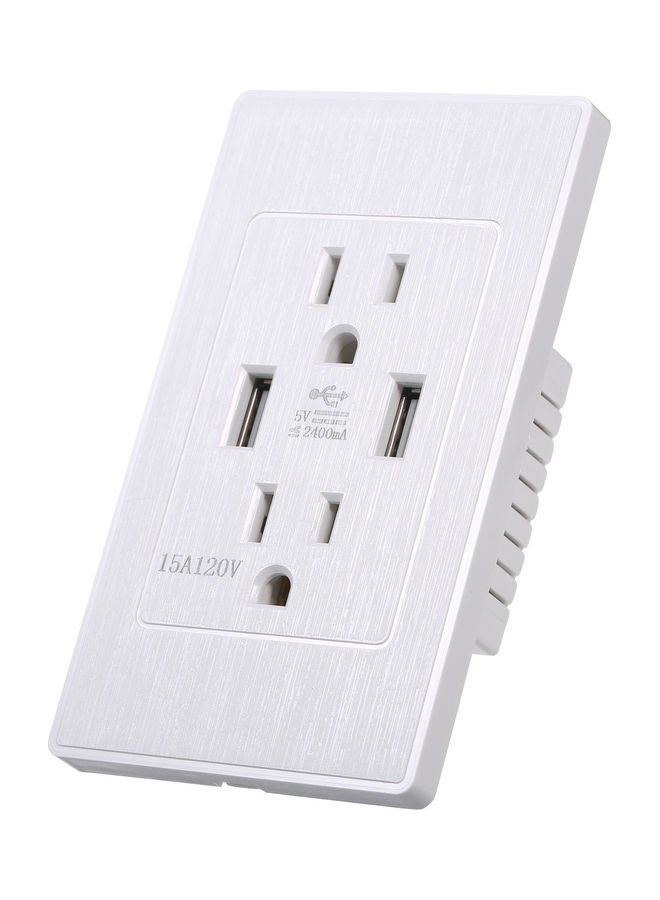 15A USB Wall Socket with Screws White