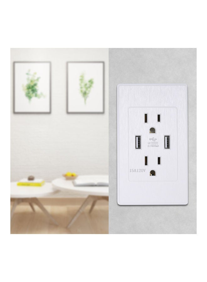 15A USB Wall Socket with Screws White