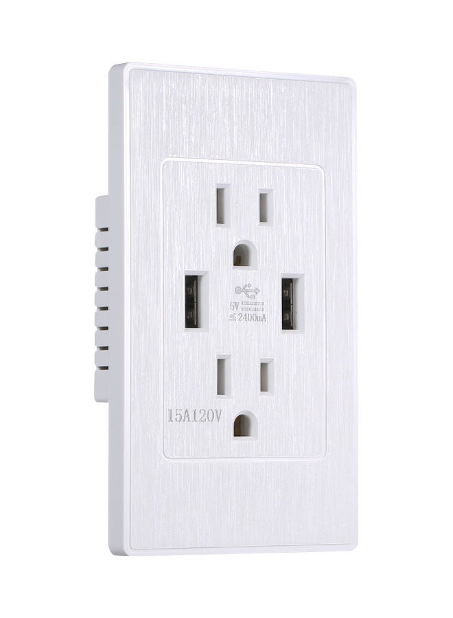 15A USB Wall Socket with Screws White