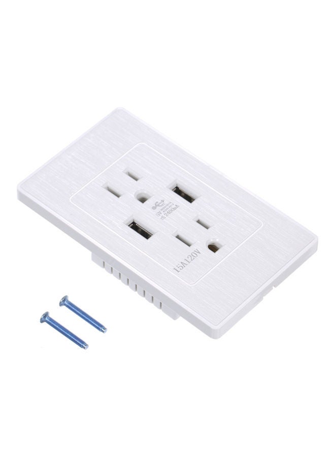 15A USB Wall Socket with Screws White