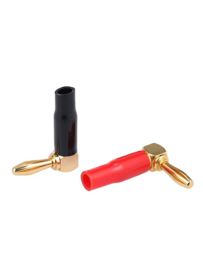 24 K Plated Banana Cable Screw Plug Connector Black/Red