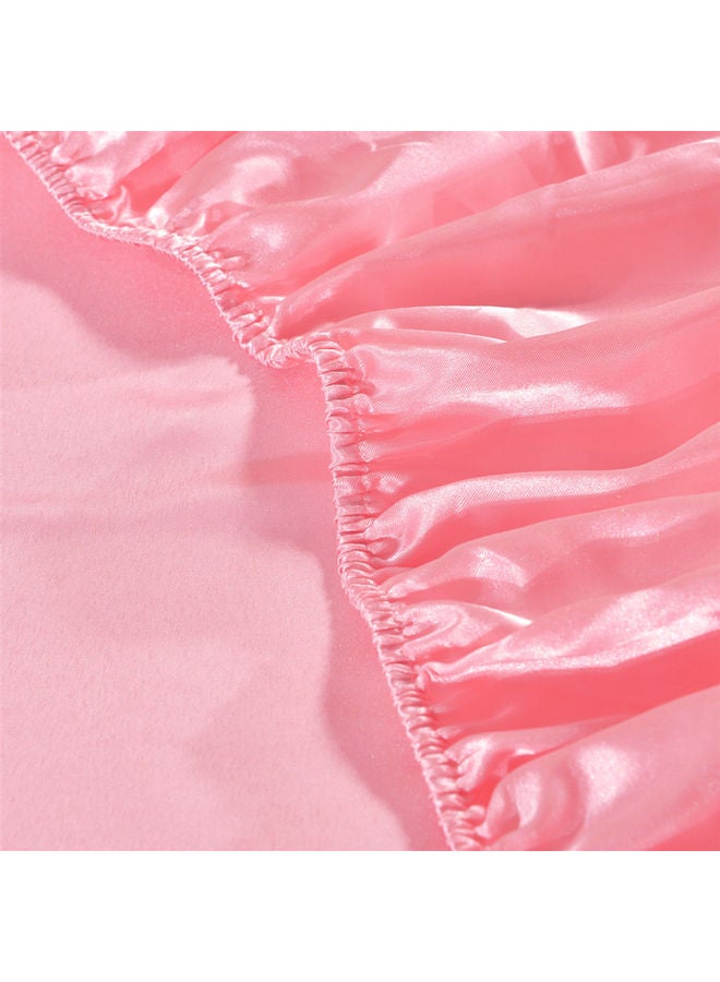 Well-made Soft Silk Fitted Sheet Cover Polyester Pink 37.00 x 3.00 28.00cm