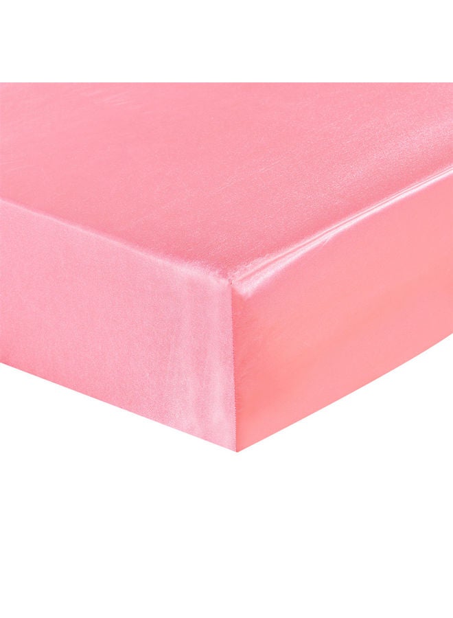 Well-made Soft Silk Fitted Sheet Cover Polyester Pink 37.00 x 3.00 28.00cm