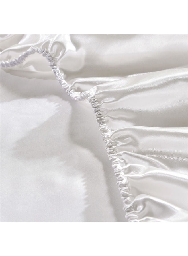 Well-made Soft Silk Fitted Sheet Cover Polyester White 37.00 x 3.00 28.00cm