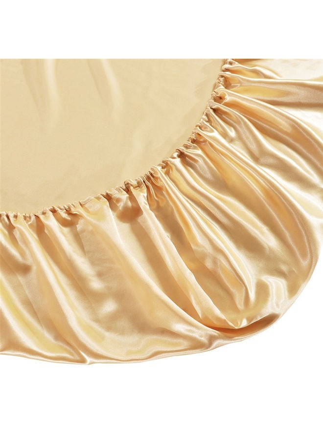 Well-made Soft Silk Fitted Sheet Cover Polyester Golden