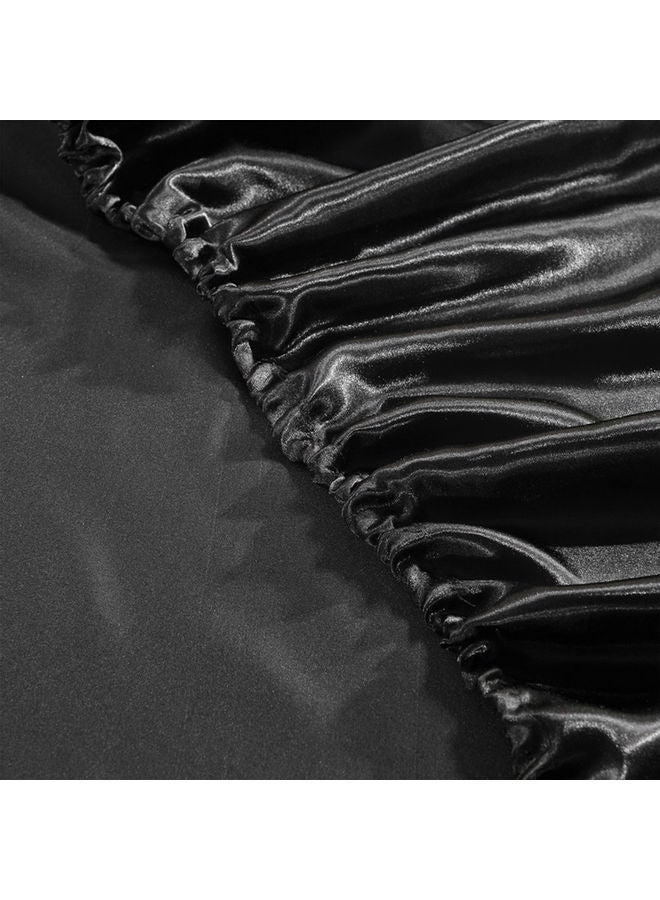 Well-made Soft Silk Fitted Sheet Cover polyester Black 37.00 x 3.00 28.00cm