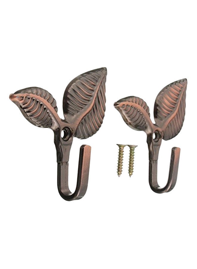 2-Piece Iron Leaf Shaped Curtain Tie Wall Hook Set Bronze 10 x 8 7centimeter