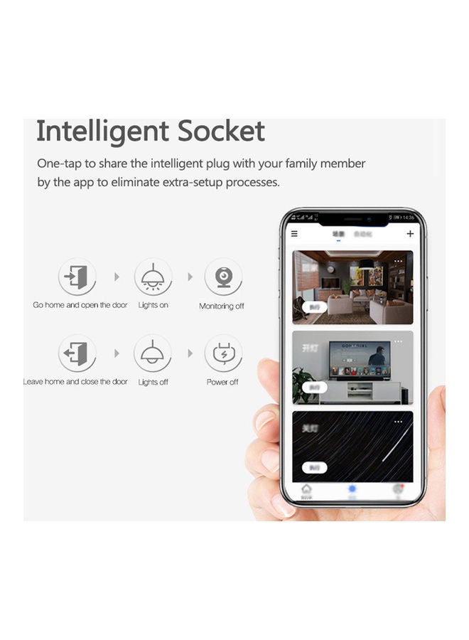 Remote Voice Control Tuya Wifi Intelligent Socket Plug White