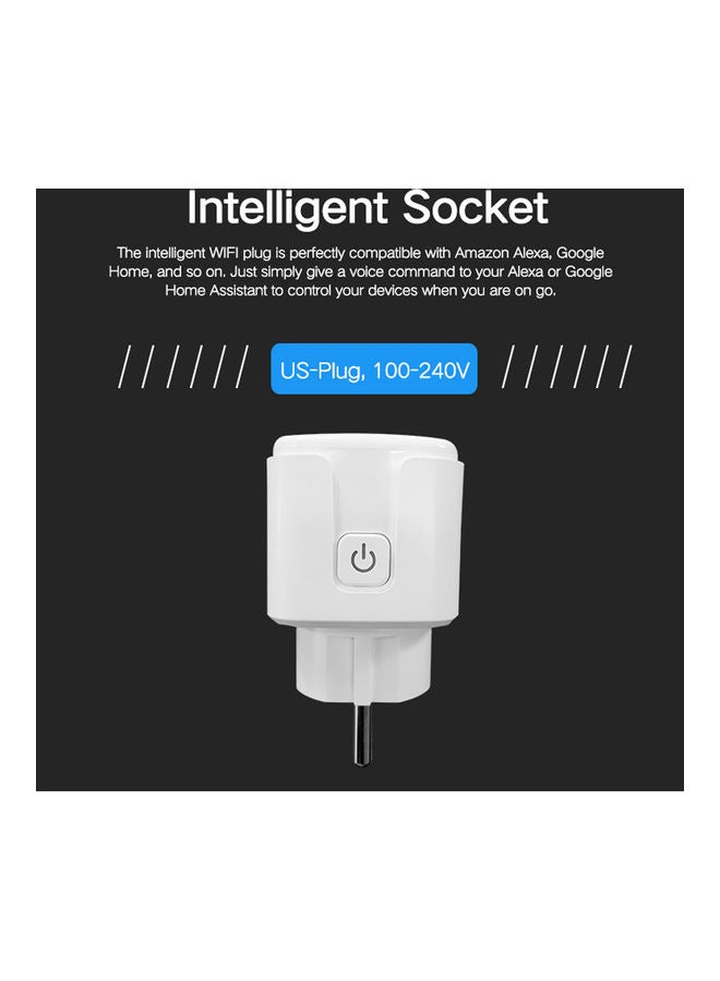 Remote Voice Control Tuya Wifi Intelligent Socket Plug White
