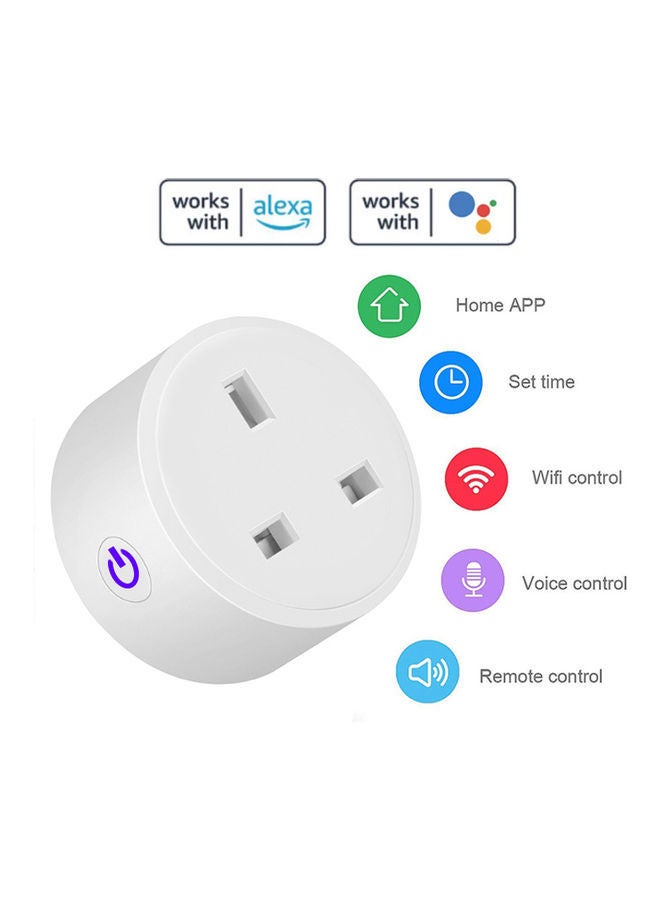 Remote Voice Control Tuya Wifi Intelligent Socket Plug White