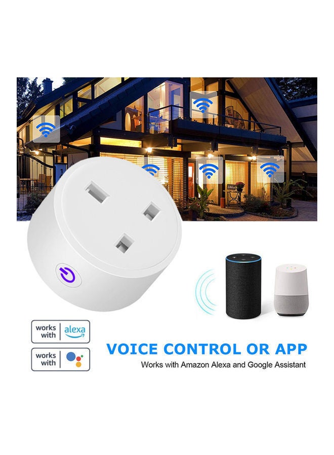 Remote Voice Control Tuya Wifi Intelligent Socket Plug White